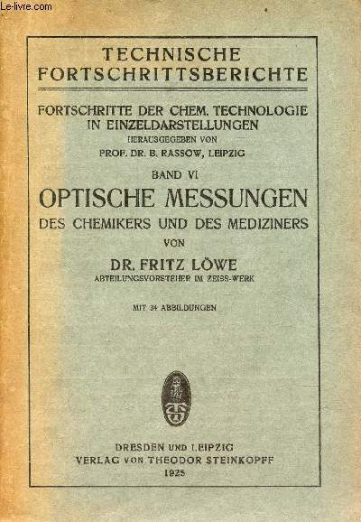 Technische Fortschrittsberichte Fortschritte Der Chem Technologie