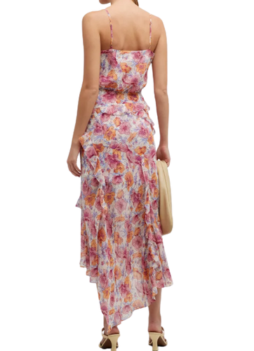 Pre-owned Veronica Beard Women's Multi Avenel Floral Ruffle Midi Dress, 0 In Multicolor