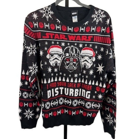 New Star Wars Men's Size Large Darth Vader Black Red Ugly Christmas Sweater