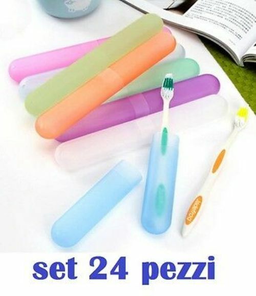 Set 24pz Custodia Porta Spazzolino Da Denti Da Viaggio Colorati moc