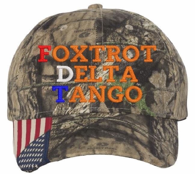 Foxtrot Delta Tango Hat Embroidered Donald Trump Hat Mossy Orange RWB Trump Hat