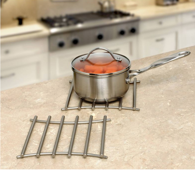 Spectrum Euro Satin Nickel Modern Metal Square Trivet