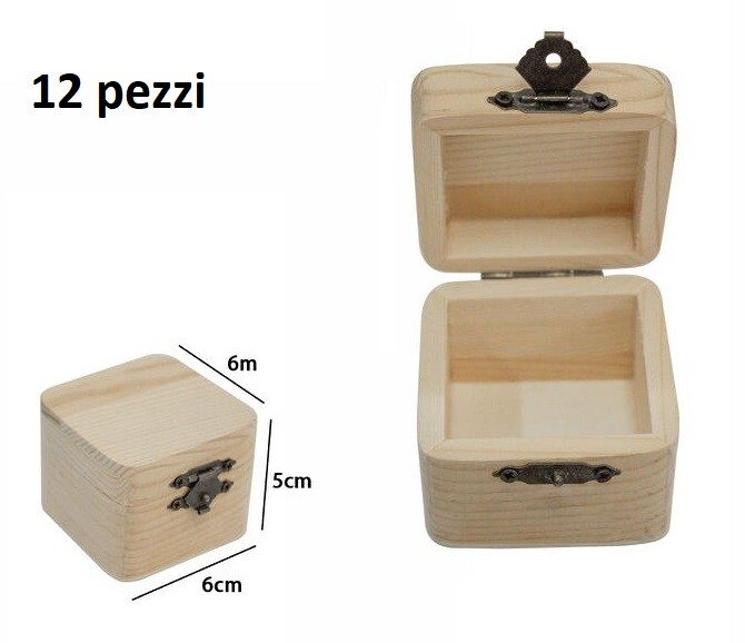 Set 12 Scatoline In Legno Portagioie Scatola Cofanetto Quadrate 74002a dfh