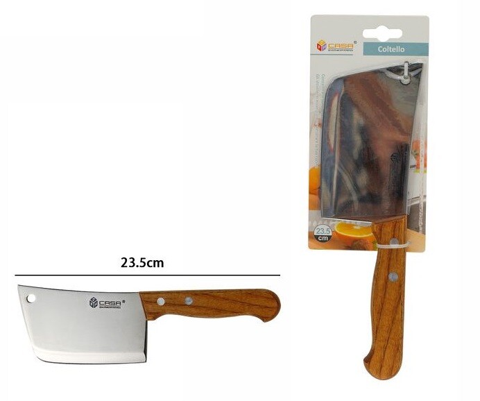 Mannaia da Macellaio Coltello per Carne Cucina Acciaio Manico Legno dfh