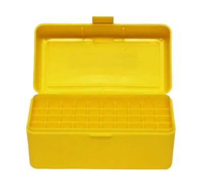 Max-Comp Ammo Box MED Rifle 50rnd Yellow fits .22-250, .243, .308 etc - PTAB005