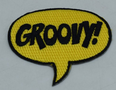 Cartoon Comic Style Caption Black Letter GROOVY! Patch 3''x2'' 3inch x 2inch