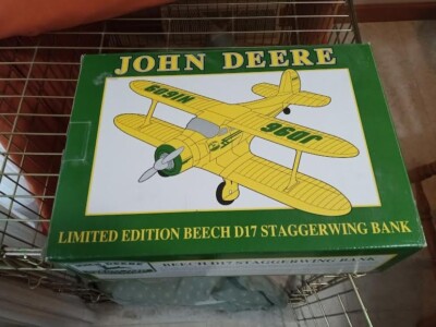John Deere Beech D17 Staggerwing Bank Diecast Metal Limited Edition # 48004 NIB