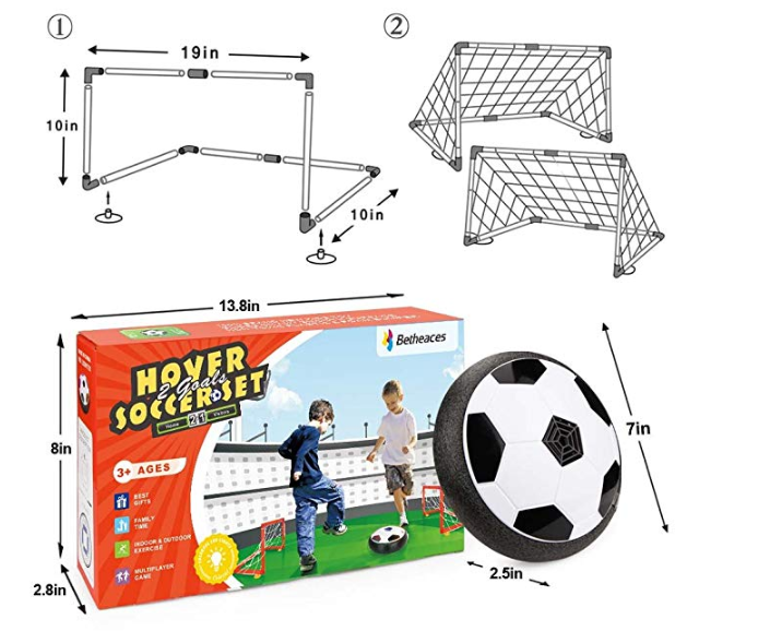 Betheaces Kids Toys Hover Soccer Ball Set 2 Goals Gift Football Disk Toy LED ...