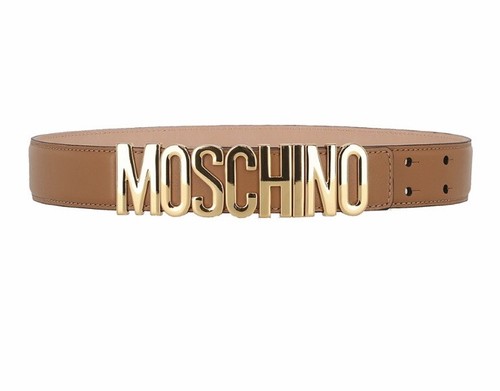 Pre-owned Moschino Women's Logo Belt Brown & Goldtone Size Us 10 / Eu 44
