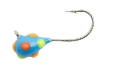 Clam Confetti Drop XL 1/16 oz - Blue Multi Color Glow Dot - Ice Fishing Jig