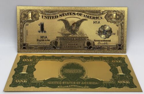 A ☆ GEM 1899 "GOLD"$1 SILVER CERTIFICATE BLACK EAGLE Rep.*Banknote 