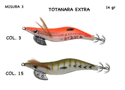 2 TOTANARE SQUID SIZE 3 MODELLO EXTRA  COLORI 3 ORANGE + 15 OLIVE
