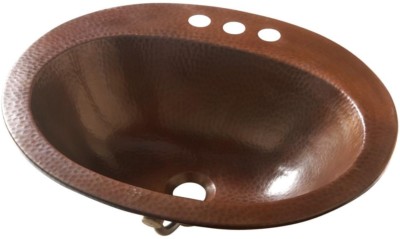 SINKOLOGY Bathroom Sink 20 in. Oval Drop-in Faucet Holes Rustic Aged Copper
