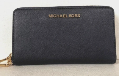 New Michael Kors Jet Set Travel Large Flat phone case Leather Navy