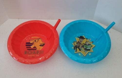 ZAK - 2 Sipper Bowls Built In Straw cereal soup ice cream lion king toy story