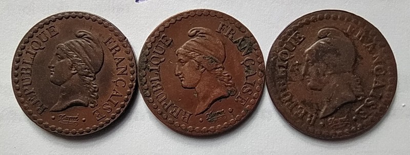 France # 3 PiÃ¨Ces De 1 Centime De DuprÃ©  An 6  1848 A  1849 A  (10)