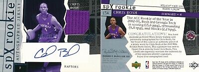 Chris Bosh Heat 2003-04 SPx Auto Jersey Rookie Card rC #/ 750 NM-MT QUANTITY !. rookie card picture