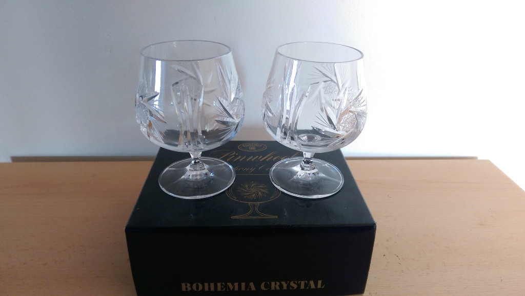 6 x Bohemia Pinwheel Symphony Collection Lead Crystal Brandy Glasses