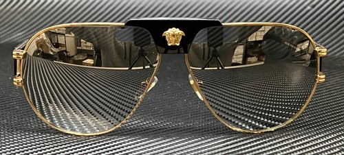 Pre-owned Versace Ve2252 10026g Gold Grey Mirror Men's 63 Mm Sunglasses In Gray