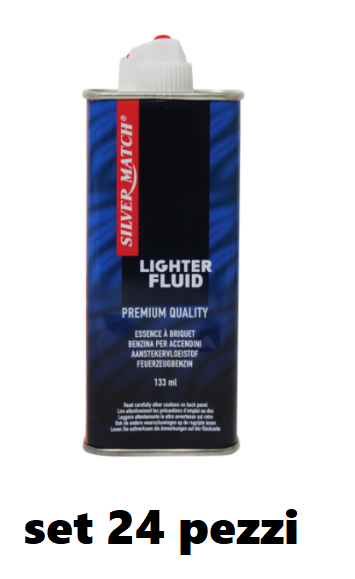 Set 24 Lattine Fluido Benzina Silver Match Ricambio Ricarica Accendini 133Ml dfh
