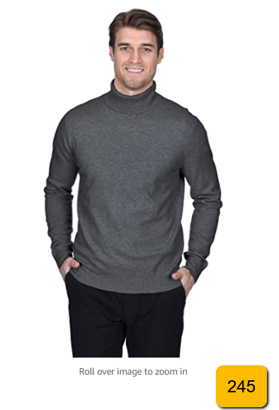 State Fusio Men's Turtleneck Sweater Cashmere Merino Wool Roll Neck Pullover XL