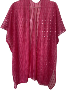 Pink Poncho Over Shoulder Cape Top One Size Light Weight Casual Cover Up