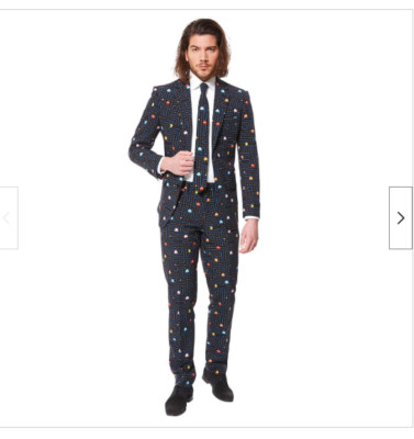 Opposuits Pacman 3 Pce Black/Multi Color Size 44 Men's Suit New