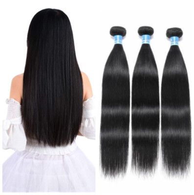 3 Bundles Fashion Straight Hair Extensions Natural Black 100% Remy Human Hair 