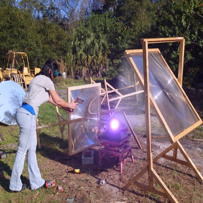 LARGE SPOT FRESNEL LENS FRAMED GPS second life restored imperfections 31" X 21"