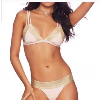 BRAND NEW 2 PC BEACH BUNNY SHEER ADDICTION PINK GOLD XL ALL SIZES BIKINI