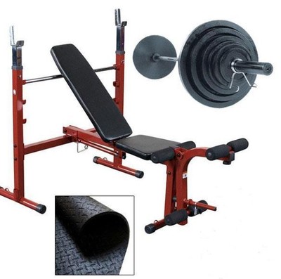 Best Fitness BFOB10SET Olympic Folding Weight Bench w/ 200 lb set and (Best Olympic Weight Set)