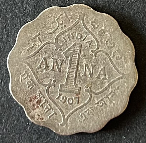 1907 British India Edward VII King & Emperor 1 Anna Coin Rare KM