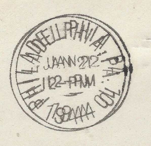 1944 MILITARY COVER WITH BLURRY DOUBLED POSTMARK, PHILADELPHIA