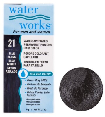 Water Works Permanent Powder Hair Color #21 Blue Black (6 Pack)