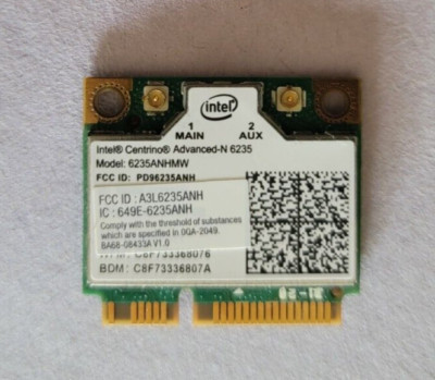 Intel 6235ANHMW Centrino Adv-N 6235 802.11n Half Mini PCIe Wireless + Bl 4.0