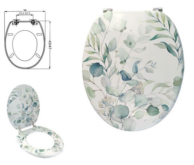 CopriWater Copri Water Sedile WC Bagno Universale Mdf Fiori Foglie dfh