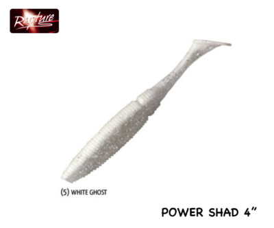 POWER SHAD 4"  PEARL BLUE SILVER FLK ARTIFICIALE SILICONICO RAPTURE 1880034