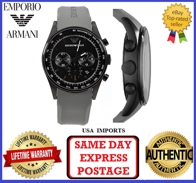 Emporio Armani AR5978 Sportivo Black Grey and Silicone Mens Chrono Wrist Watch