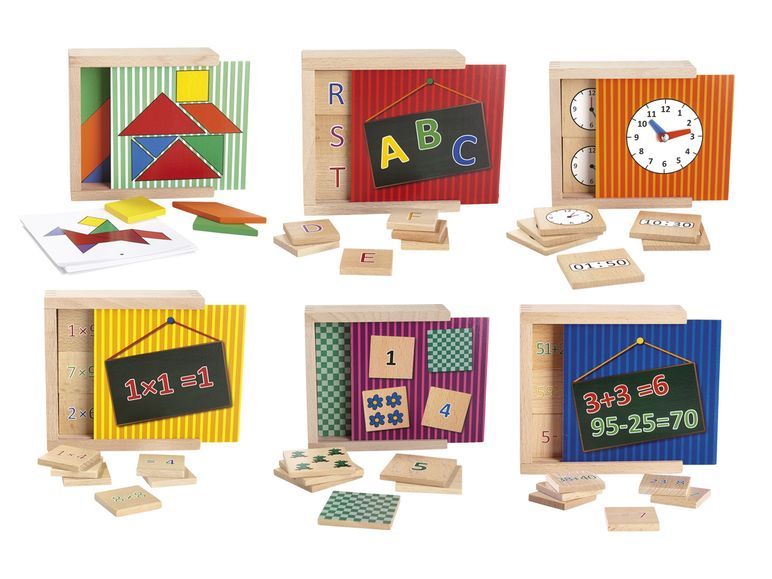 Lernbox Mengenlehre 1x1 Training Rechenaufgaben Tangram Buchstaben Uhrzeit