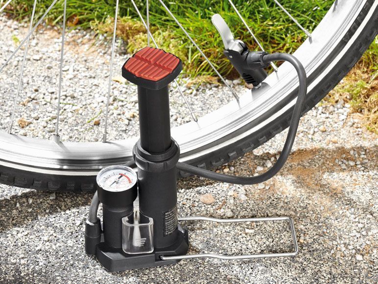 Mini Pompa A Pedale Gonfiare Biciclette Lettini Palle Manometro Gonfiatore dfh