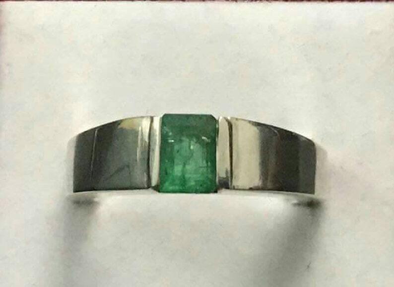 Pre-owned Handmade Natural Unheated Untreated Mens Emerald Ring Panjsher Emerald Ring Real Emerald In Green