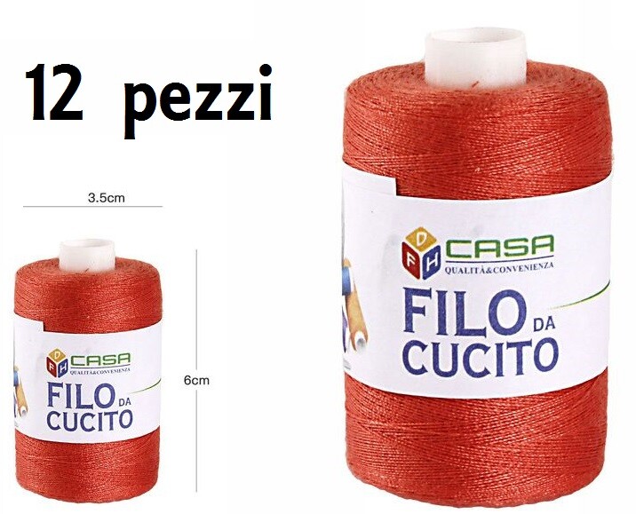 Set 12 Pz Filati Rocchetto Filo Da Cucito Sarto 3,5x6cm Rosso 64406-27 dfh