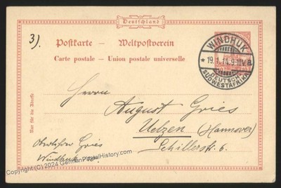 Germany 1914 SW Africa Windhuk DSWA Postal Cover Uelzen Hannover 113237