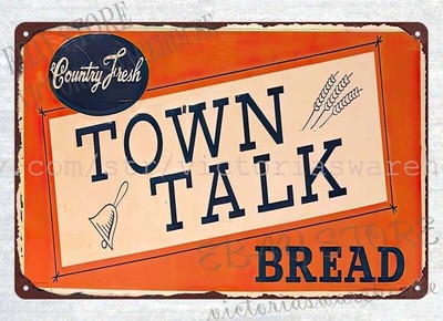 garage themed bedroom 1950s Town Talk Bread metal tin sign