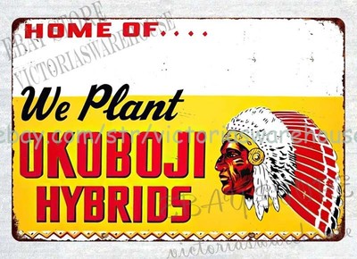 unusual home decor Okoboji Hybrid Seed Corn Farm IOWA metal tin sign
