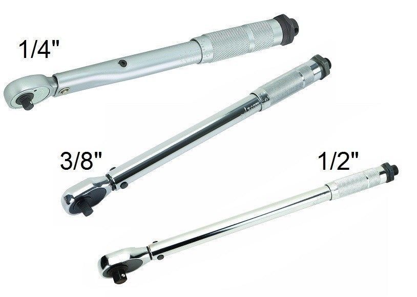Set of 3 Pro Reversible Click Type Torque Wrench Sizes 1/4", 3/8", 1/2