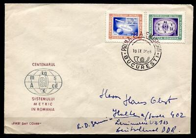 100J. Metrisches System. Meter, Metrische Basiseinheiten.FDC-Brief.Rumänien 1966