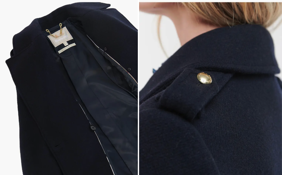 Pre-owned Barbour Inverraray Wool Blend Military Trench Coat In Navy Msrp$680 British Lux In Blue