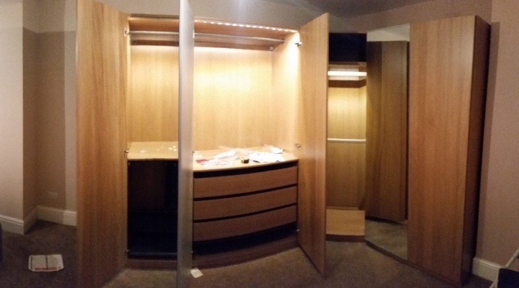 Ikea custom made bespoke LShaped wardrobe in Oak/Mirror in Kirkcaldy