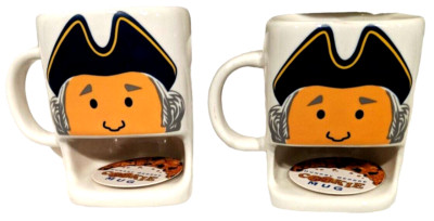 NEW 2 Souvenir Hungry George Washington Cookie Mugs Cups Mount Vernon VA 2014